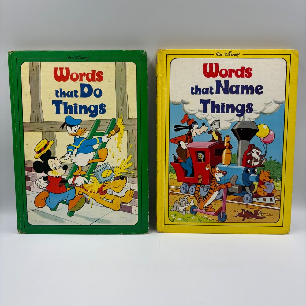 Walt Disney Books Words that Do Things Name Things Kids Good Vintage